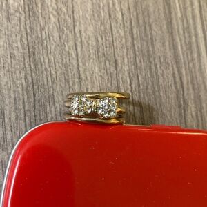 Gold Bow Ring with Crystals
